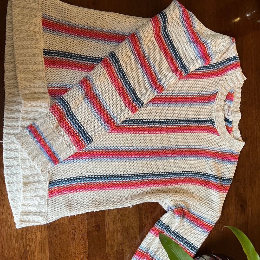 Sweater weather! striped sweater cream blue, pink, orange